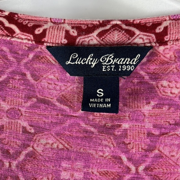 Lucky brand boho print long sleeve top Sz S - Picture 4 of 10